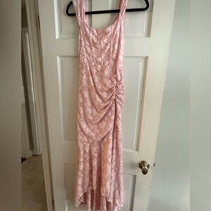 Wedding guest dress in pink floral